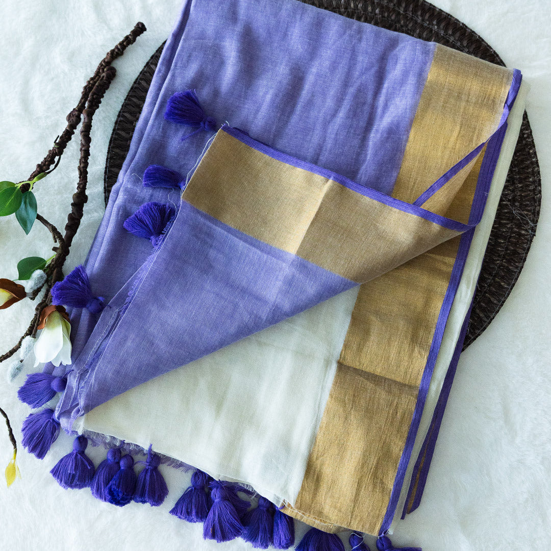 Mulcotton lavender half-half saree