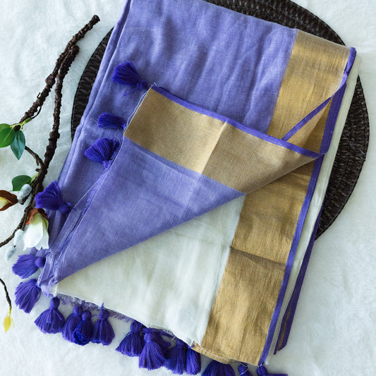 Mulcotton lavender half-half saree