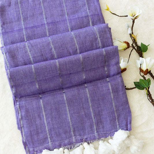 Mul Cotton Saree Striped (Lavender)