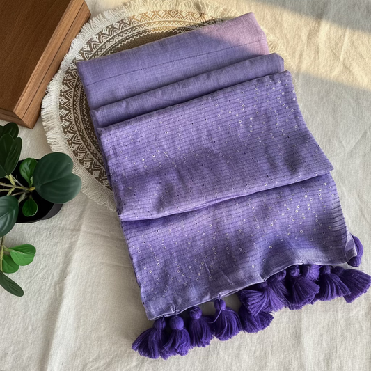 Mul Cotton Saree Sequence (Lavender)